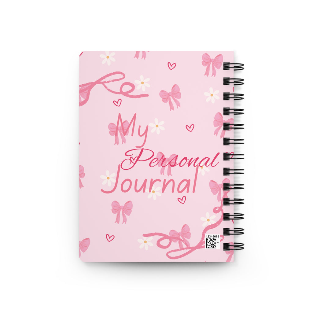 Spiral Journal — "My Personal Journal" Pink Bow & Daisy Notebook for Kids & Teens