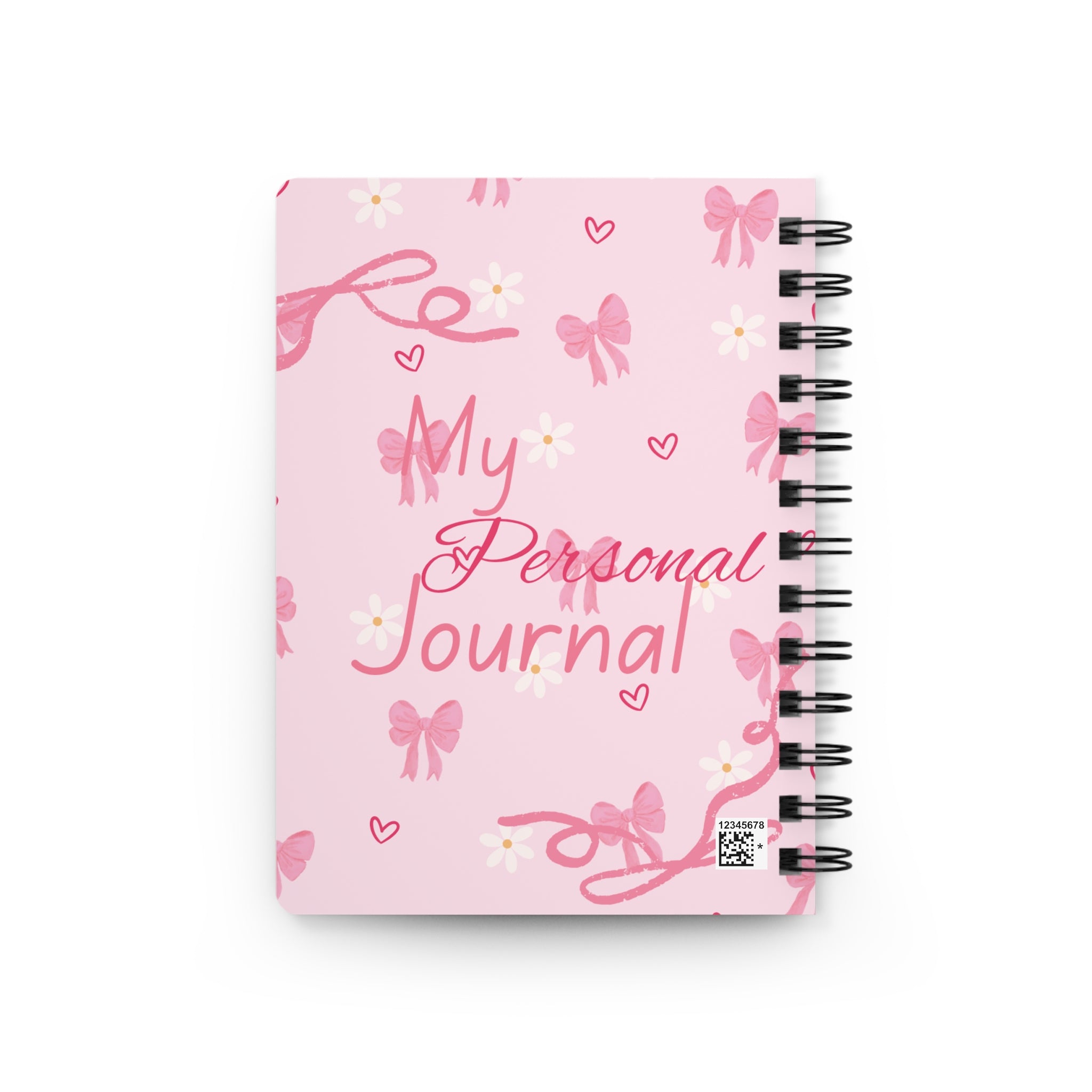 Spiral Journal — "My Personal Journal" Pink Bow & Daisy Notebook for Kids & Teens