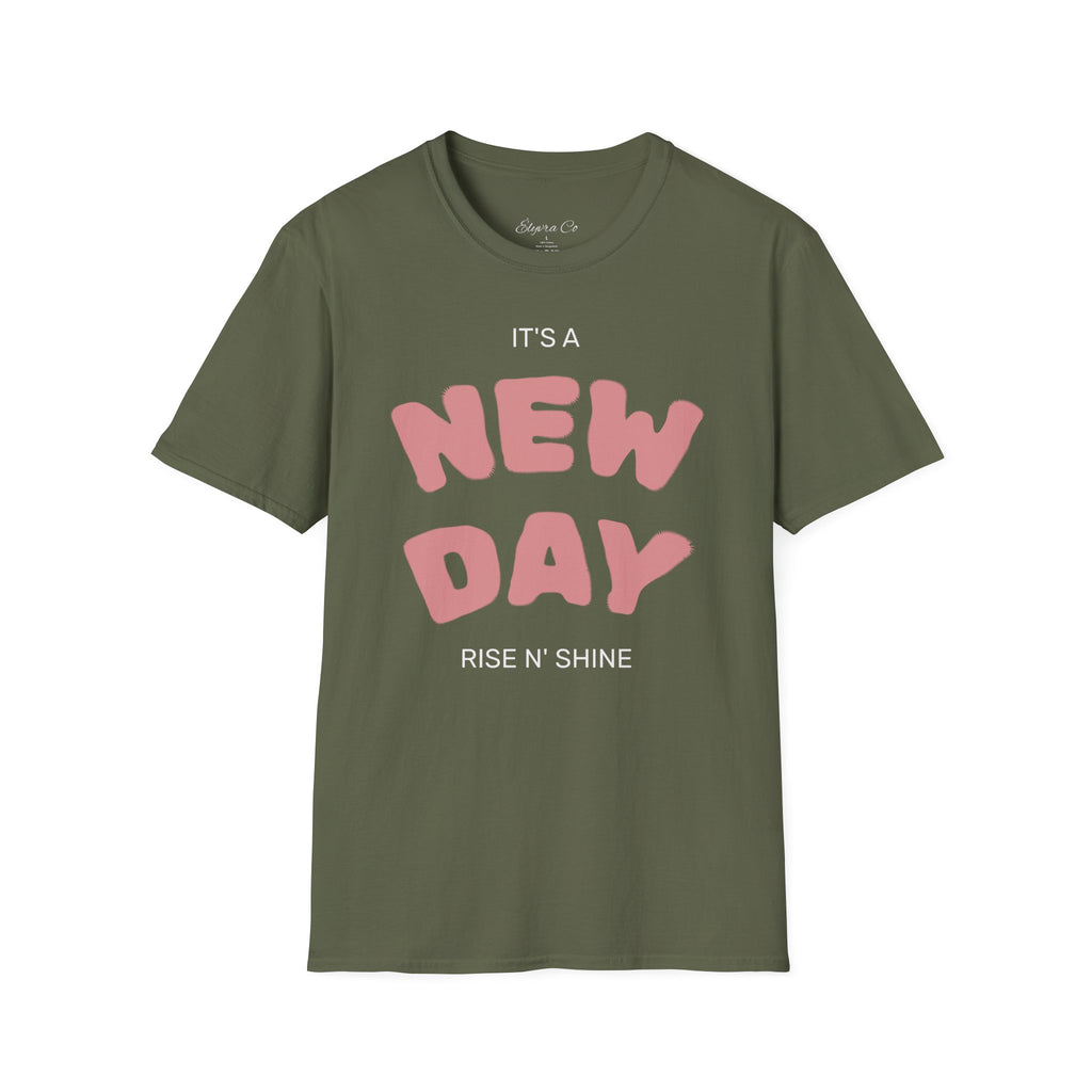 New Day T-Shirt — "It’s a New Day, Rise N' Shine" Positive Graphic Tee