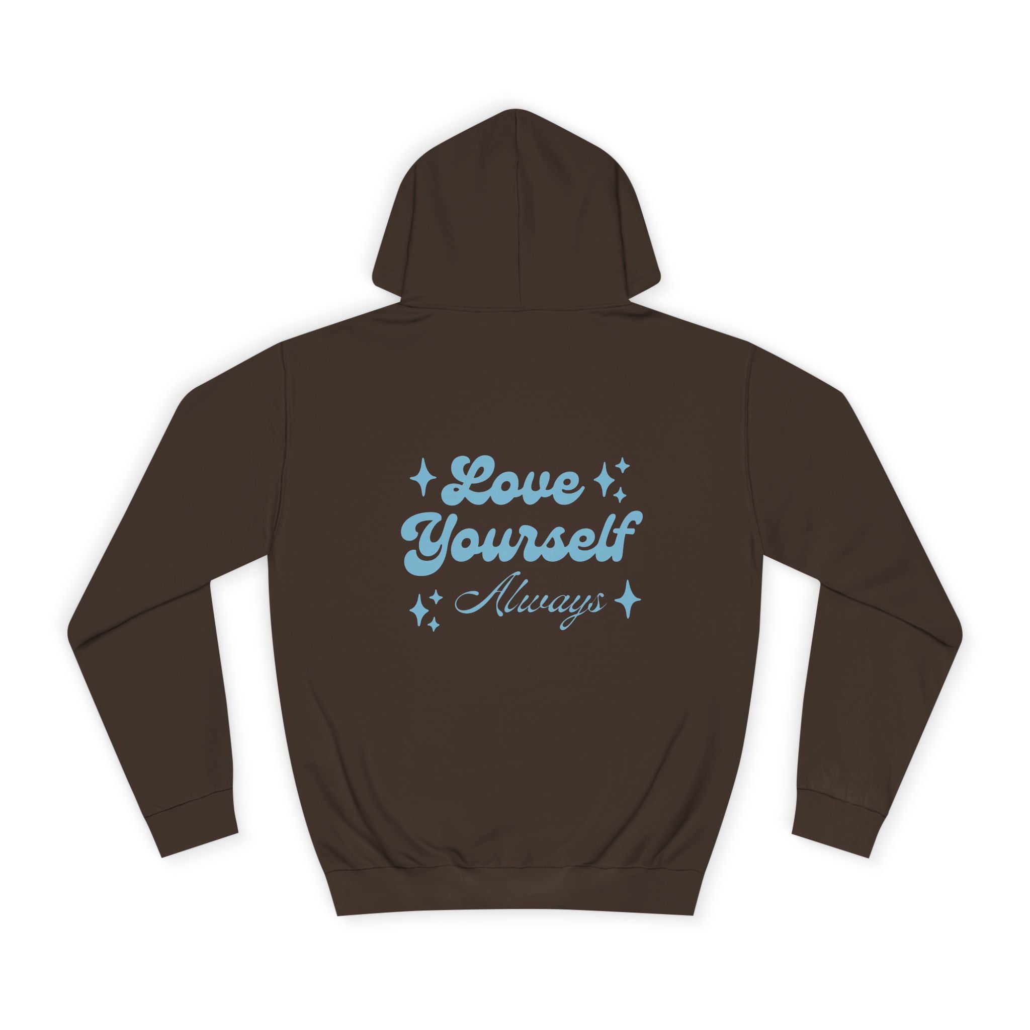 Love Yourself Hoodie — Positive Message College Hoodie | Light Blue Retro Script