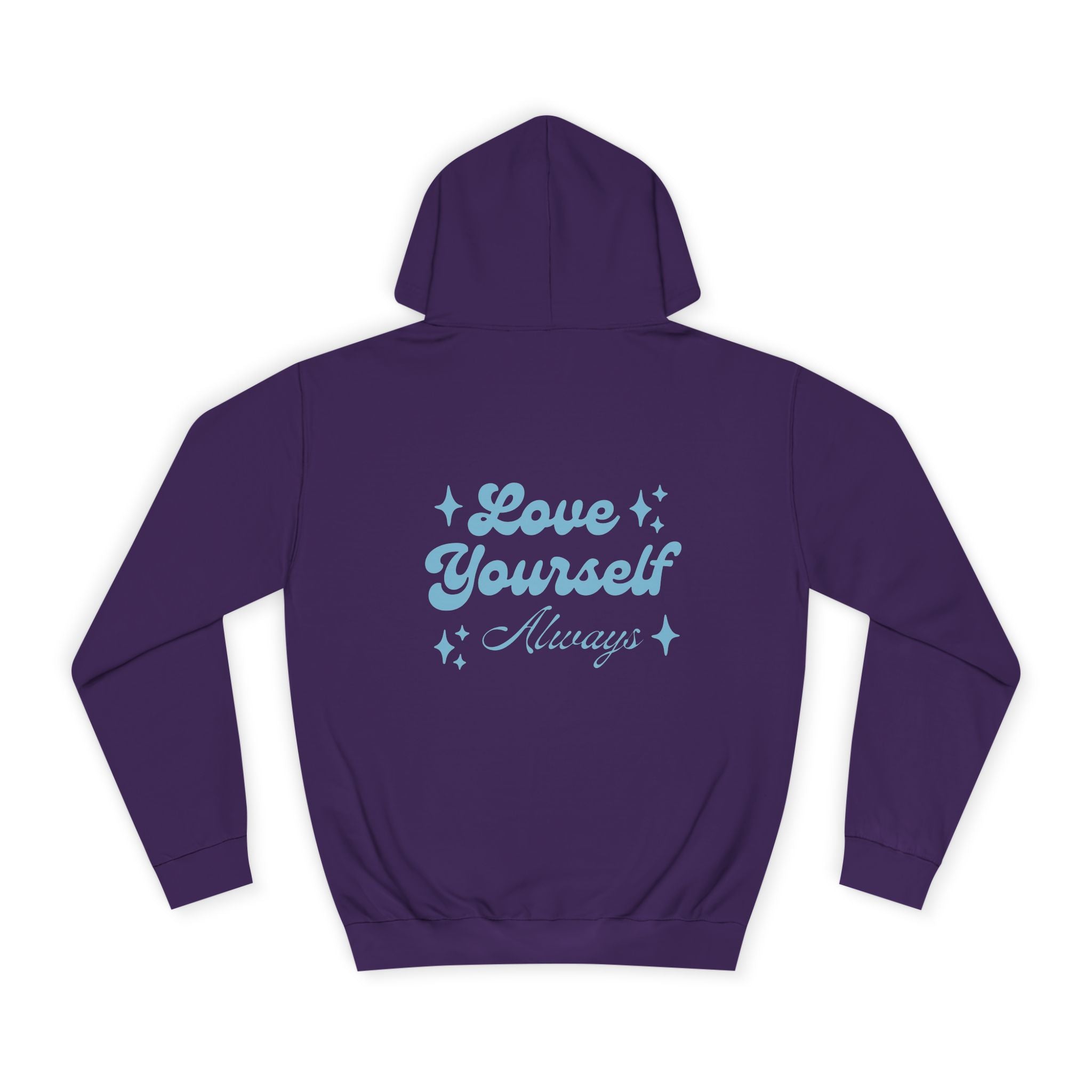 Love Yourself Hoodie — Positive Message College Hoodie | Light Blue Retro Script