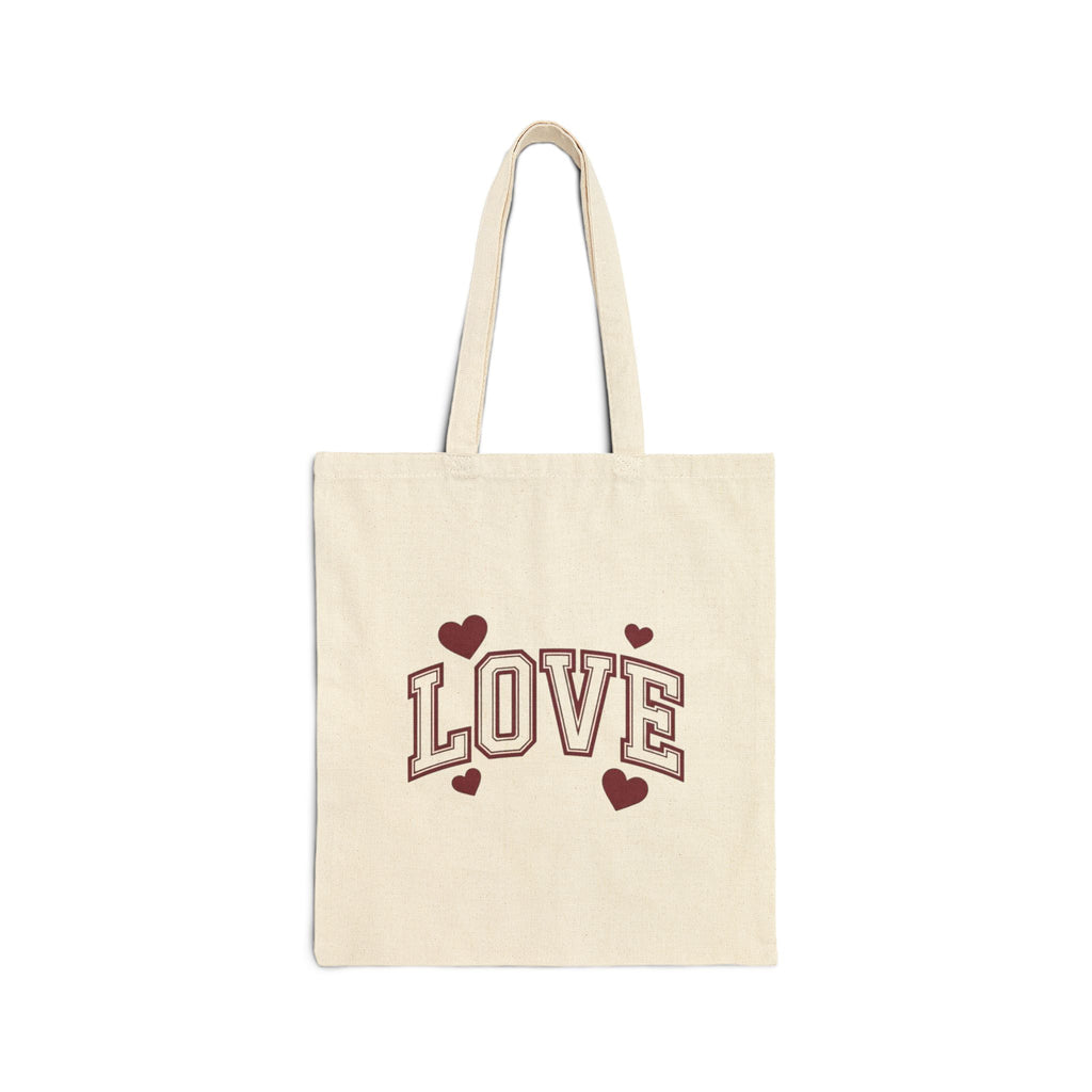 Love Canvas Tote Bag — Retro Heart Graphic Cotton Shopper