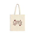 Love Canvas Tote Bag — Retro Heart Graphic Cotton Shopper