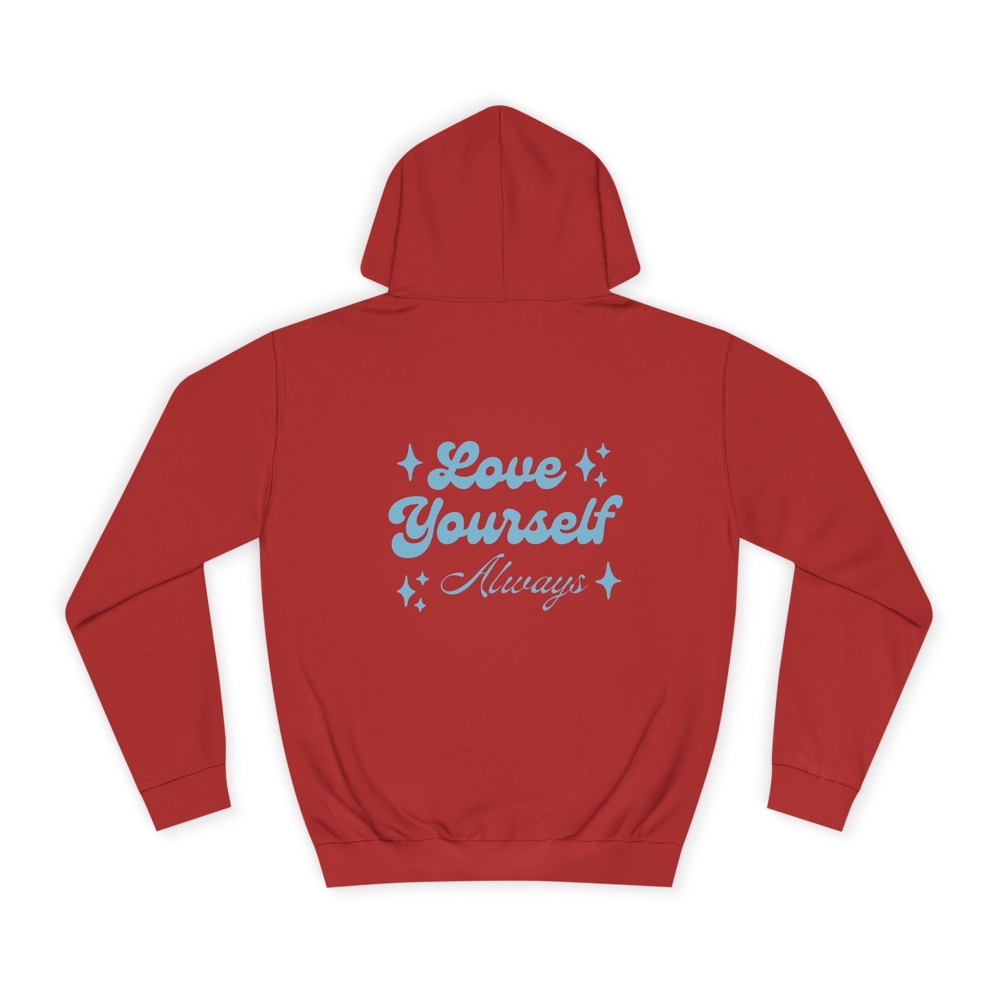 Love Yourself Hoodie — Positive Message College Hoodie | Light Blue Retro Script