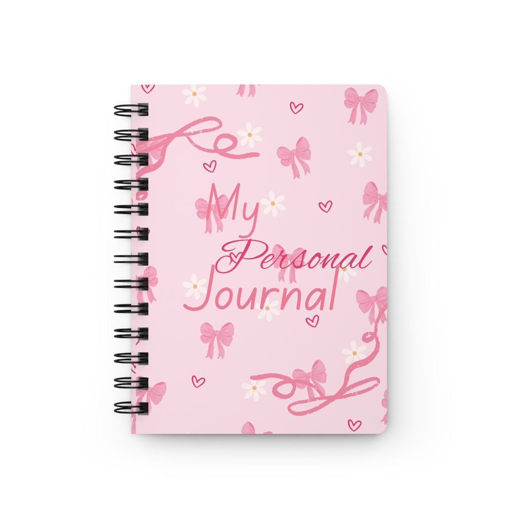 Spiral Journal — "My Personal Journal" Pink Bow & Daisy Notebook for Kids & Teens