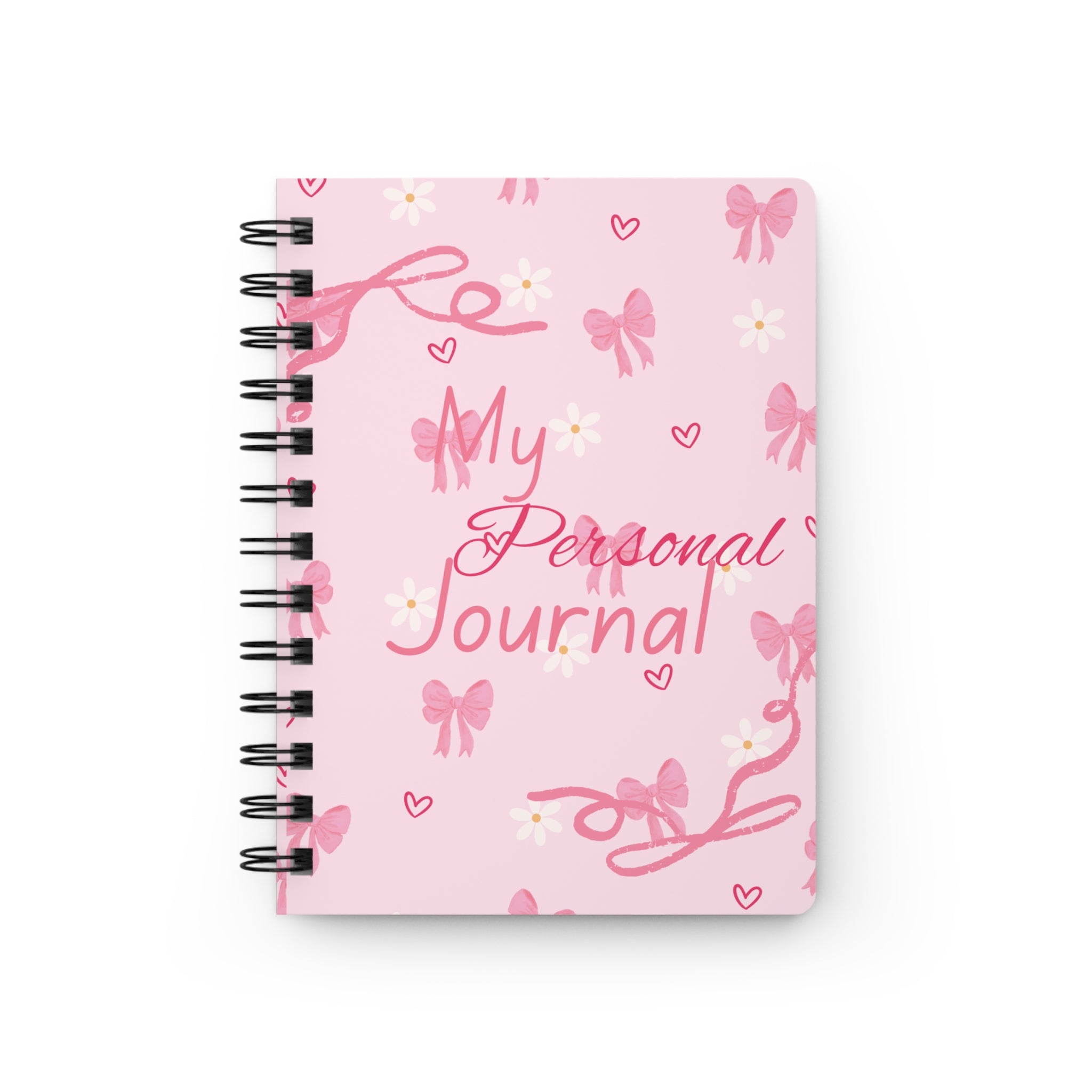Spiral Journal — "My Personal Journal" Pink Bow & Daisy Notebook for Kids & Teens
