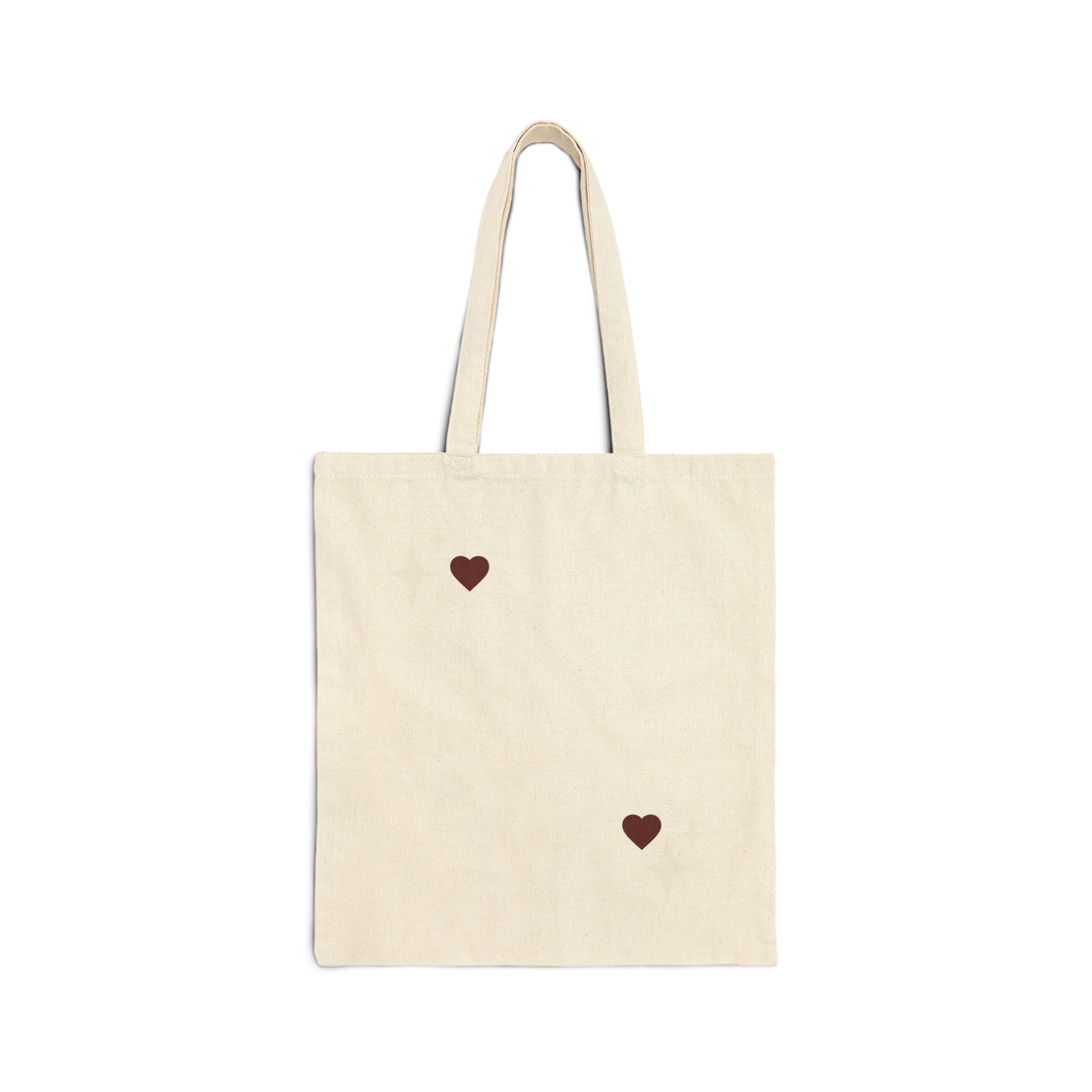 Love Canvas Tote Bag — Retro Heart Graphic Cotton Shopper