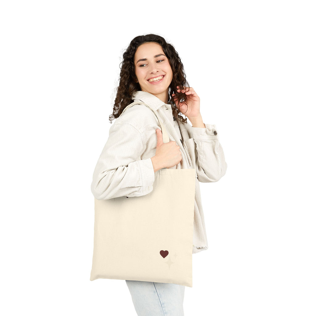 Love Canvas Tote Bag — Retro Heart Graphic Cotton Shopper